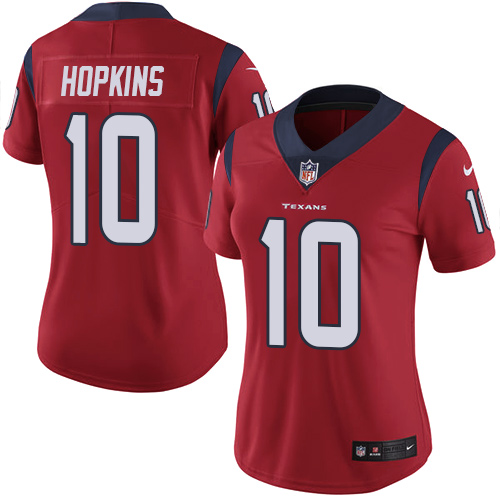 Nike Texans #10 DeAndre Hopkins Red Alternate Women's Stitched NFL Vapor Untouchable Limited Jersey - Click Image to Close